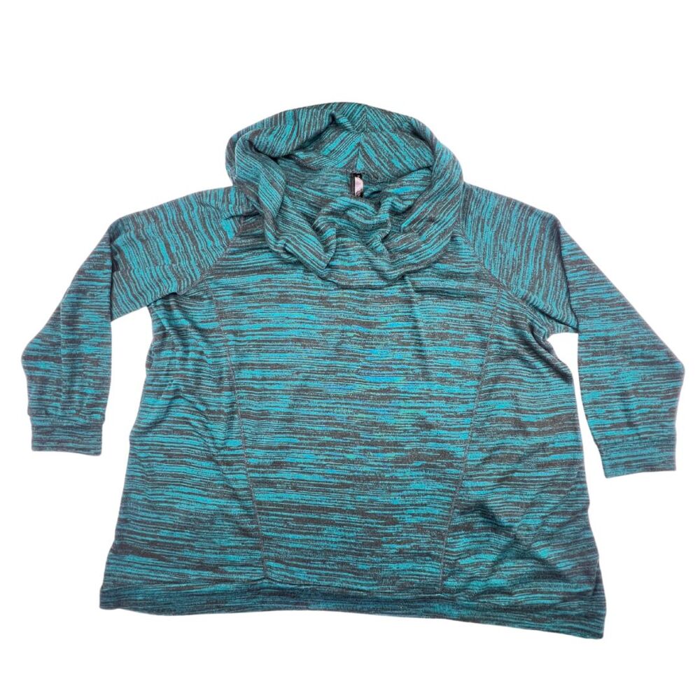 Massini Top Womens 3X Teal Cowl Neck Heathered Relaxed Fit Casual Soft Sweater - Picture 5 of 9